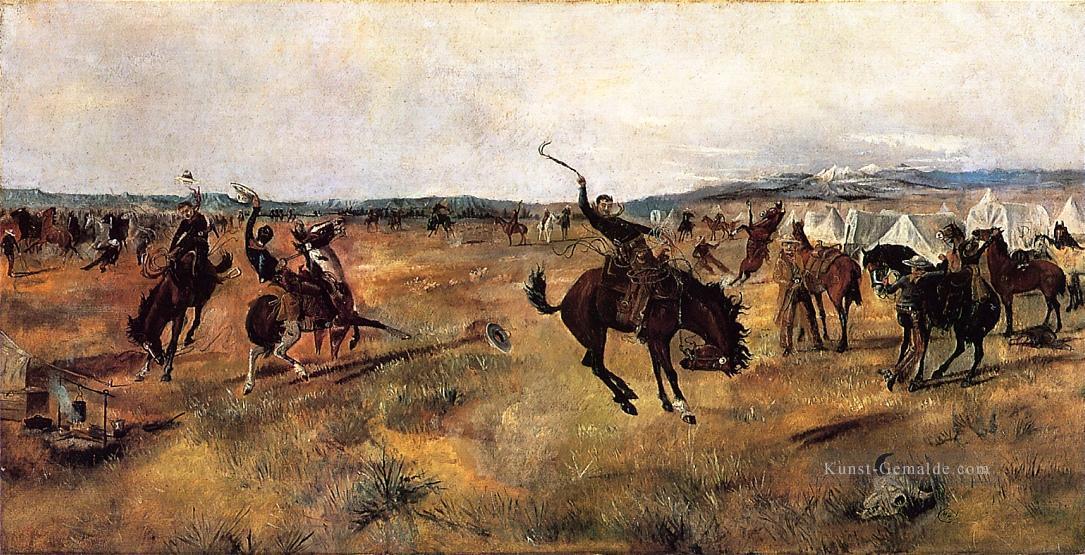 brechend Camp Cowboy Charles Marion Russell Indianer Ölgemälde